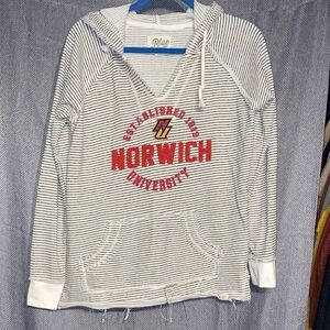 Blue 84 Norwich University Striped Sweatshirt - White and Red